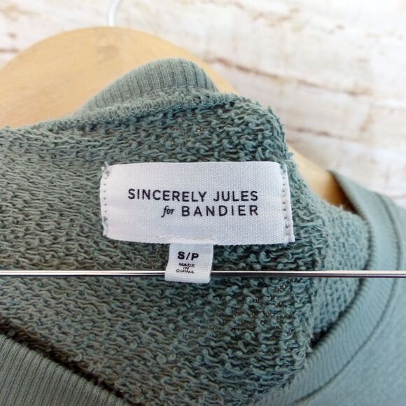 Sincerely Jules For Bandier Dahlia Sweatshirt Dress Womens S Green Pockets $98 - Picture 10 of 14